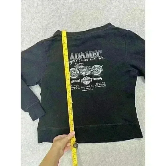 VTG Y2K Harley-Davidson Women’s V-Neck Sweater XS Black Pullover Biker Florida - Picture 10 of 14